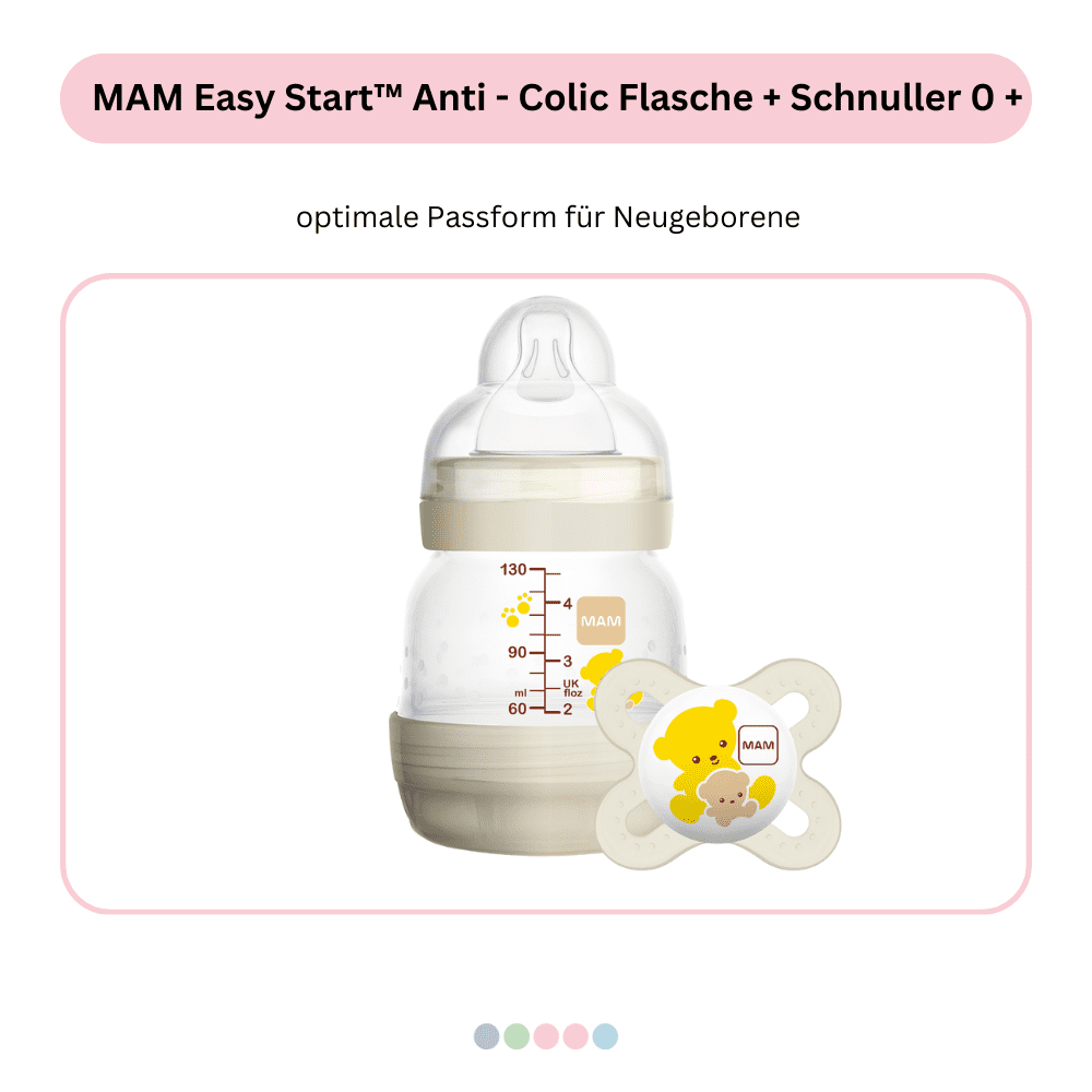 MAM Easy StartTM Anti - Colic Flashce + Schnuller 0 + (light)